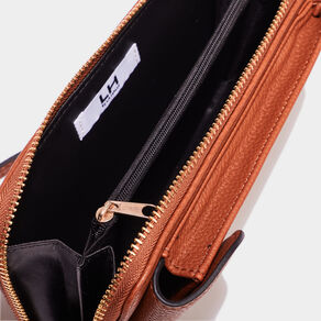 Sac pochette à bandoulière marron cognac femme