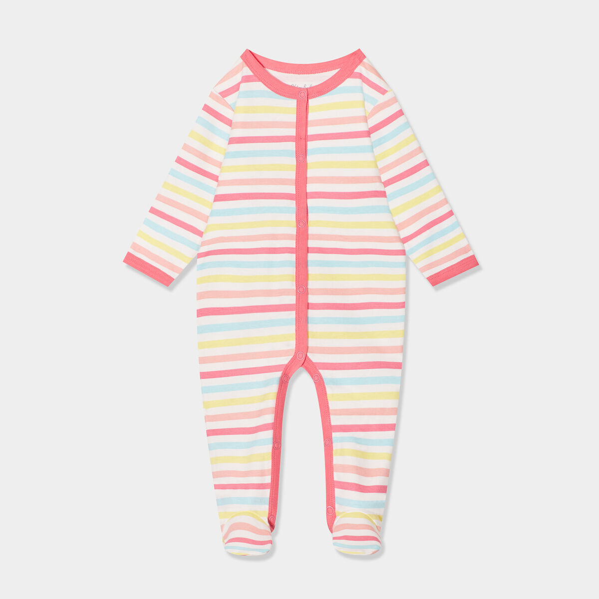 Dors-bien boutonné manches longues coton blanc bébé fille