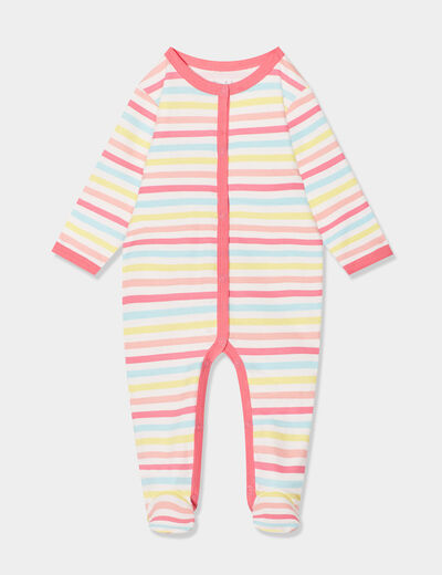 Dors-bien boutonné manches longues coton blanc bébé fille
