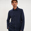 Chemise droite &agrave; manches longues bleu p&eacute;trole homme