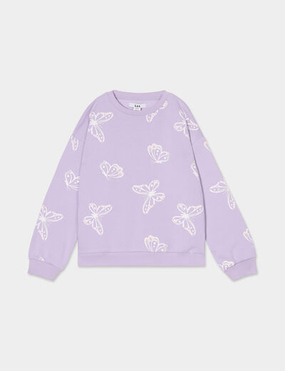 Sweat col rond manches longues violet fille