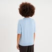 Pull col polo manches courtes bleu femme