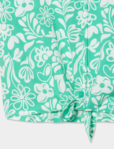 Chemise nouée manches courtes vert fille