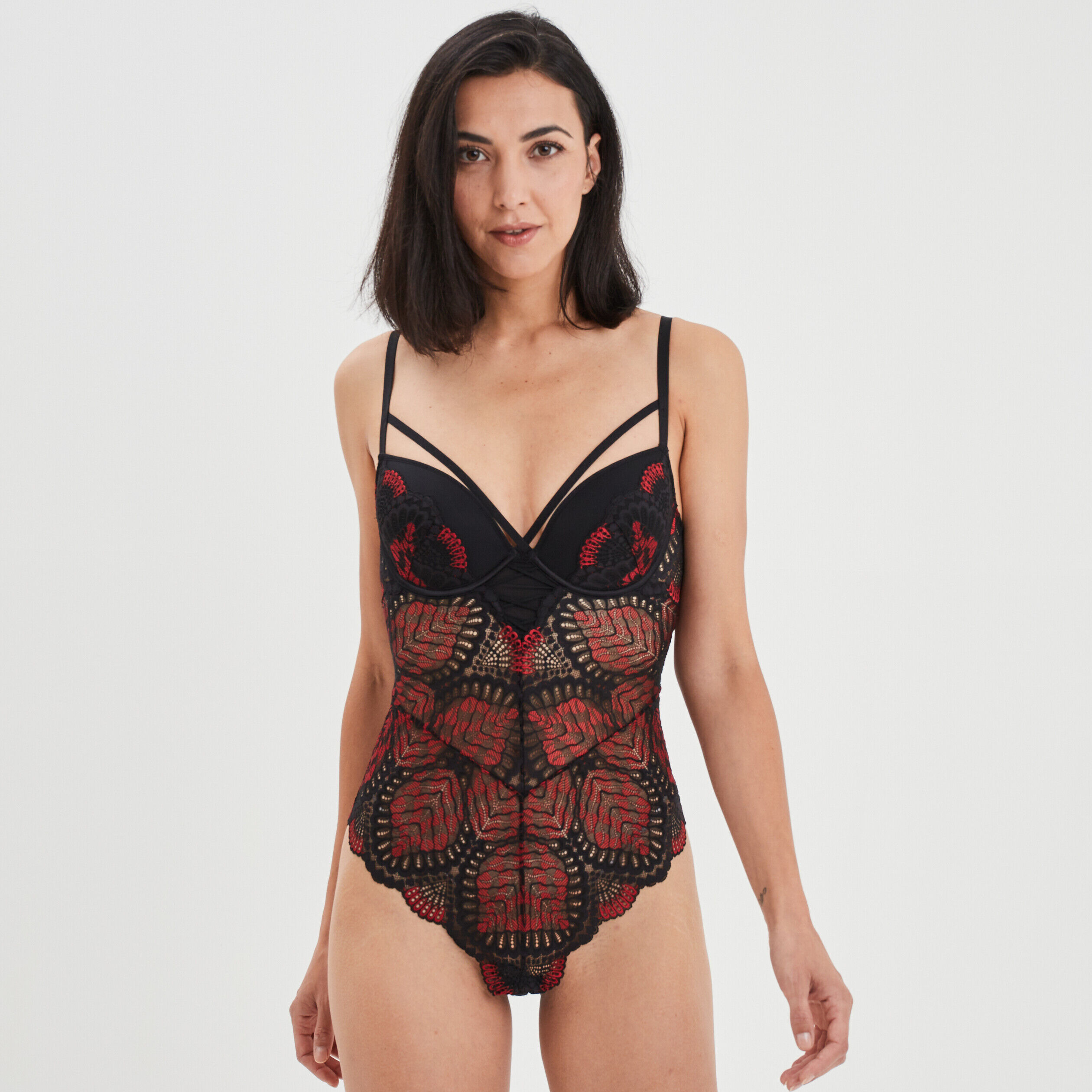 Body emboîtant en dentelle noir femme MOSQUITOS