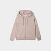 Sweat zippé à capuche molleton beige femme