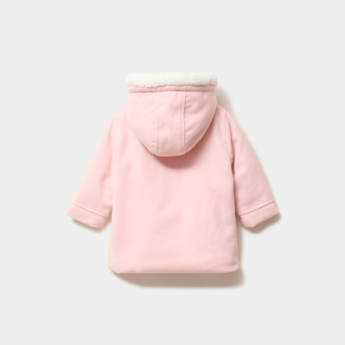 Manteau doubl&eacute; &agrave; capuche rose clair b&eacute;b&eacute; fille