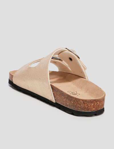 Mules avec doubles boucles jaune or femme
