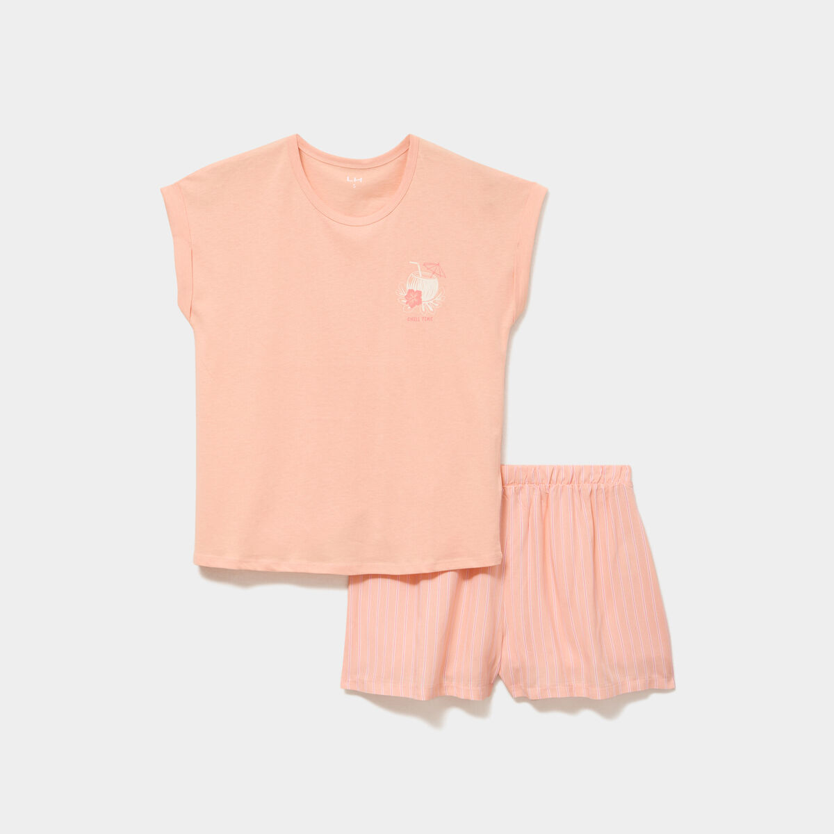 Ensemble pyjama short et t-shirt orange clair femme