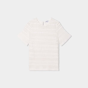 t shirt effet macrame col rond creeks blanc femme T-shirt effet macramé col rond Creeks blanc femme