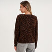 Gilet ajust&eacute; col rond manches longues marron femme