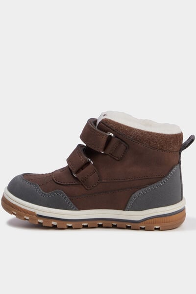 Bottines fourr&eacute;es &agrave; scratchs Trappeur marron gar&ccedil;on