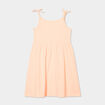 Robe courte bretelles nouées évasée orange fluo fille
