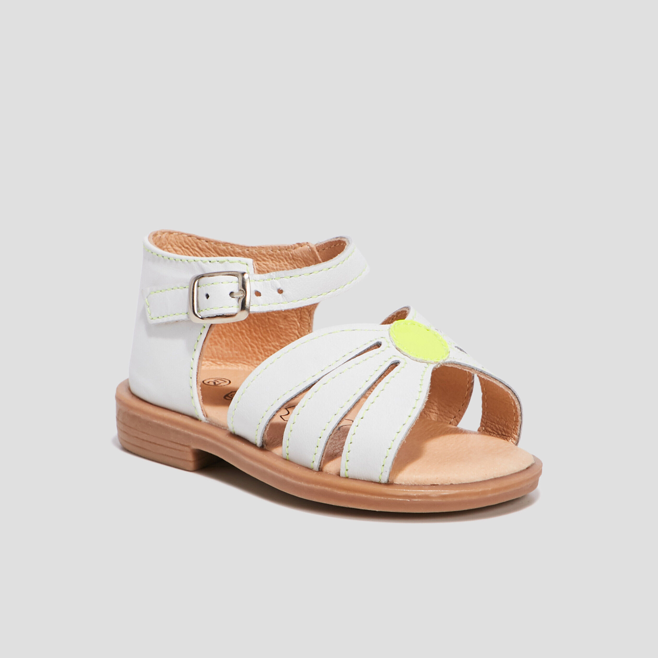 Sandales en cuir blanc bébé fille PAT ET RIPATON