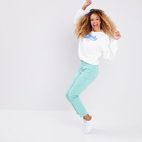 Pantalon coupe mom bleu turquoise femme