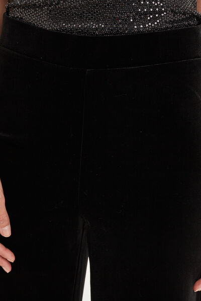 Pantalon velours large noir femme