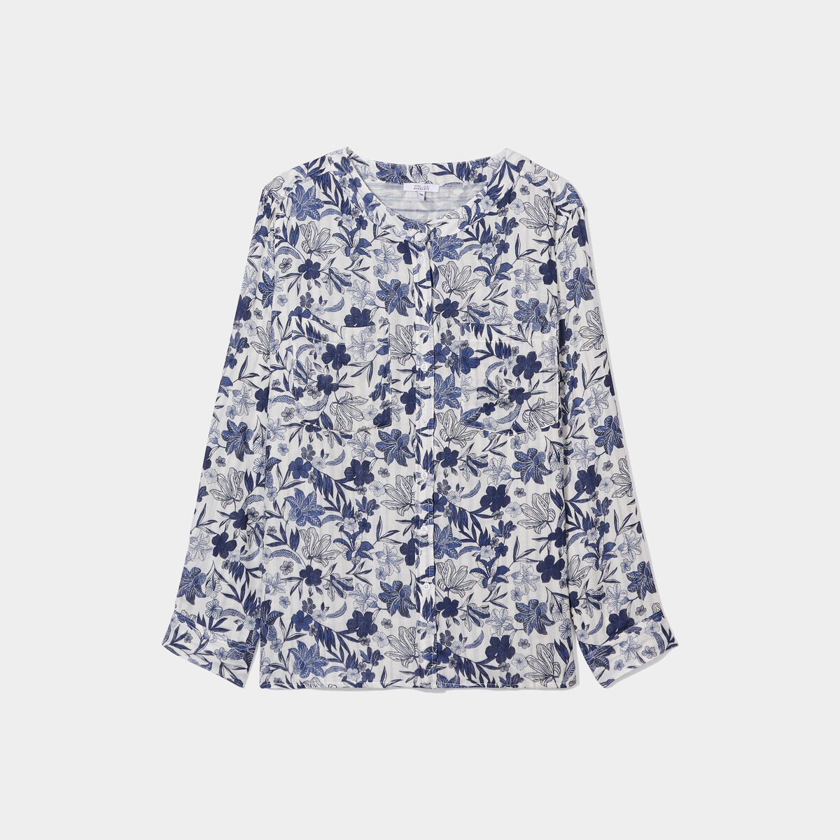 Chemise col mao Modavista ecru femme grande taille