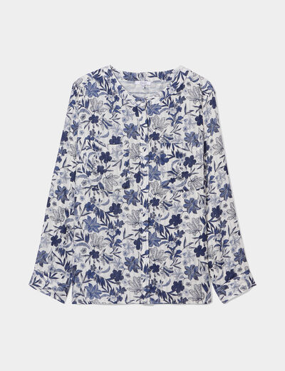 Chemise col mao Modavista ecru femme grande taille