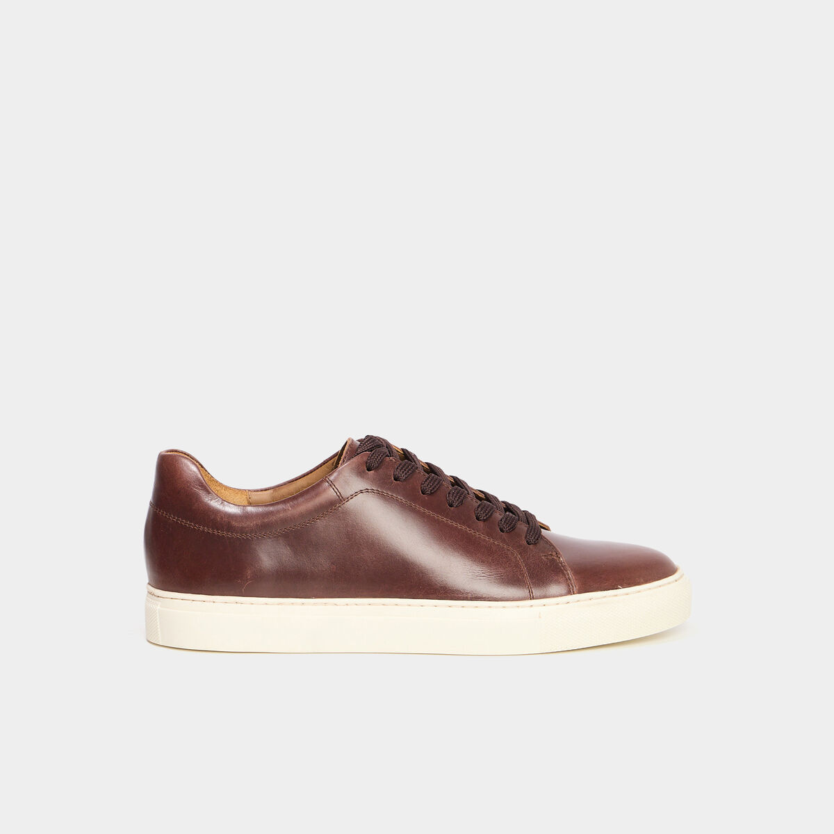 Tennis basses en cuir marron homme