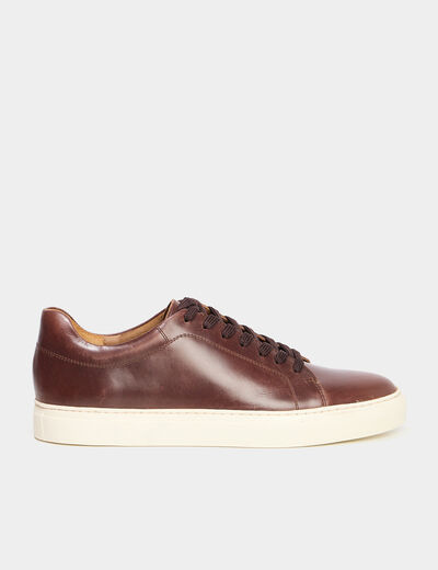 Tennis basses en cuir marron homme