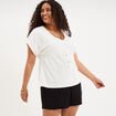 T-shirt dentelle avec cordon col blanc femme grande taille