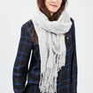 Écharpe à bords franges longues gris femme