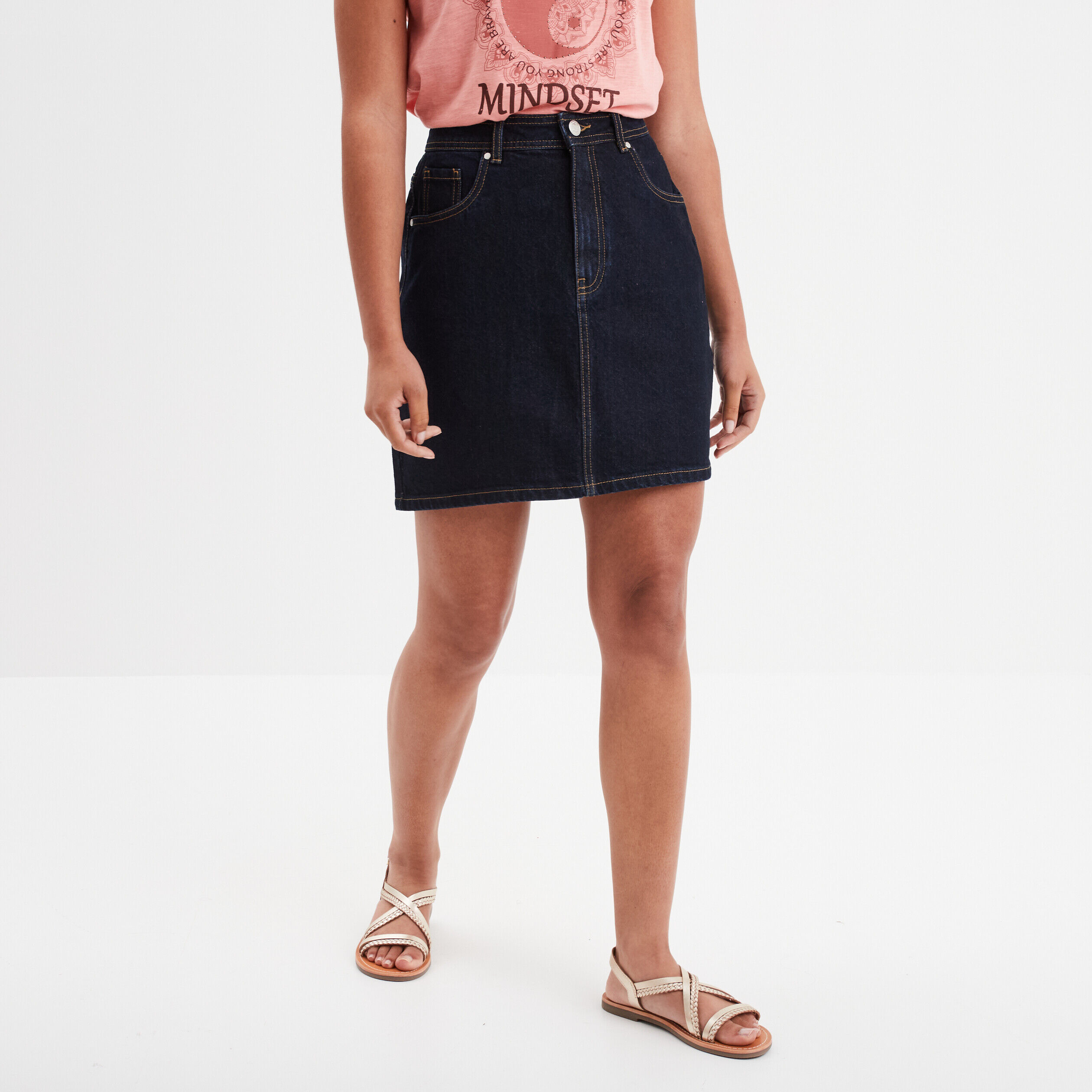 Jupe droite en jean coton Creeks denim brut femme CREEKS