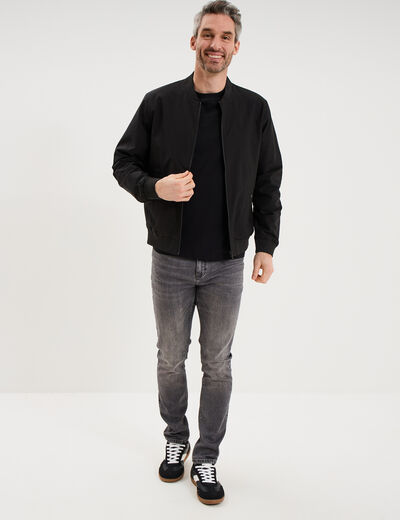 Blouson col teddy d&eacute;perlant noir homme