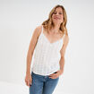 Débardeur broderie anglaise à bretelles blanc femme