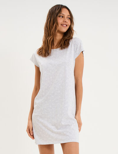 Chemise de nuit manches courtes gris clair femme