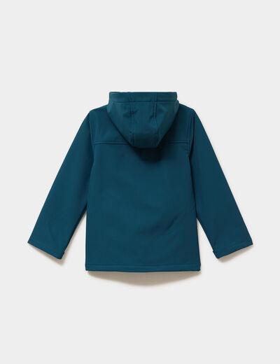 Blouson d&eacute;perlant fourr&eacute; &agrave; capuche bleu canard gar&ccedil;on