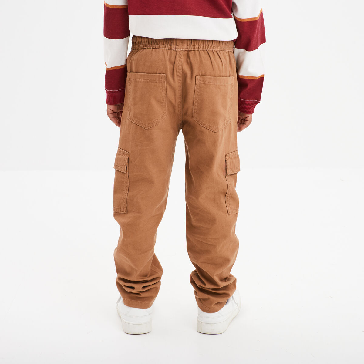 Pantalon cargo taille élastiquée marron garçon
