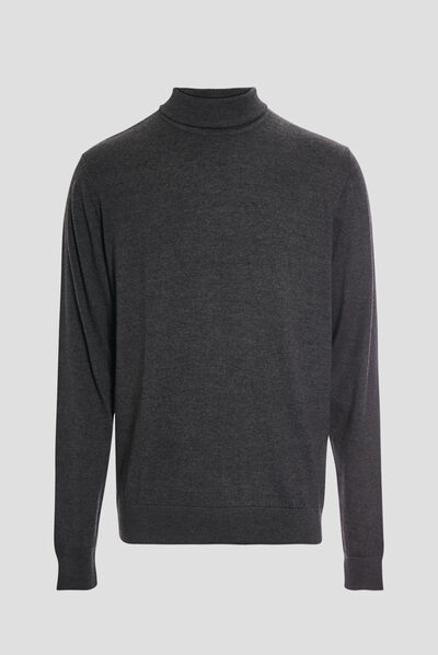 Pull avec col roulé gris foncé homme