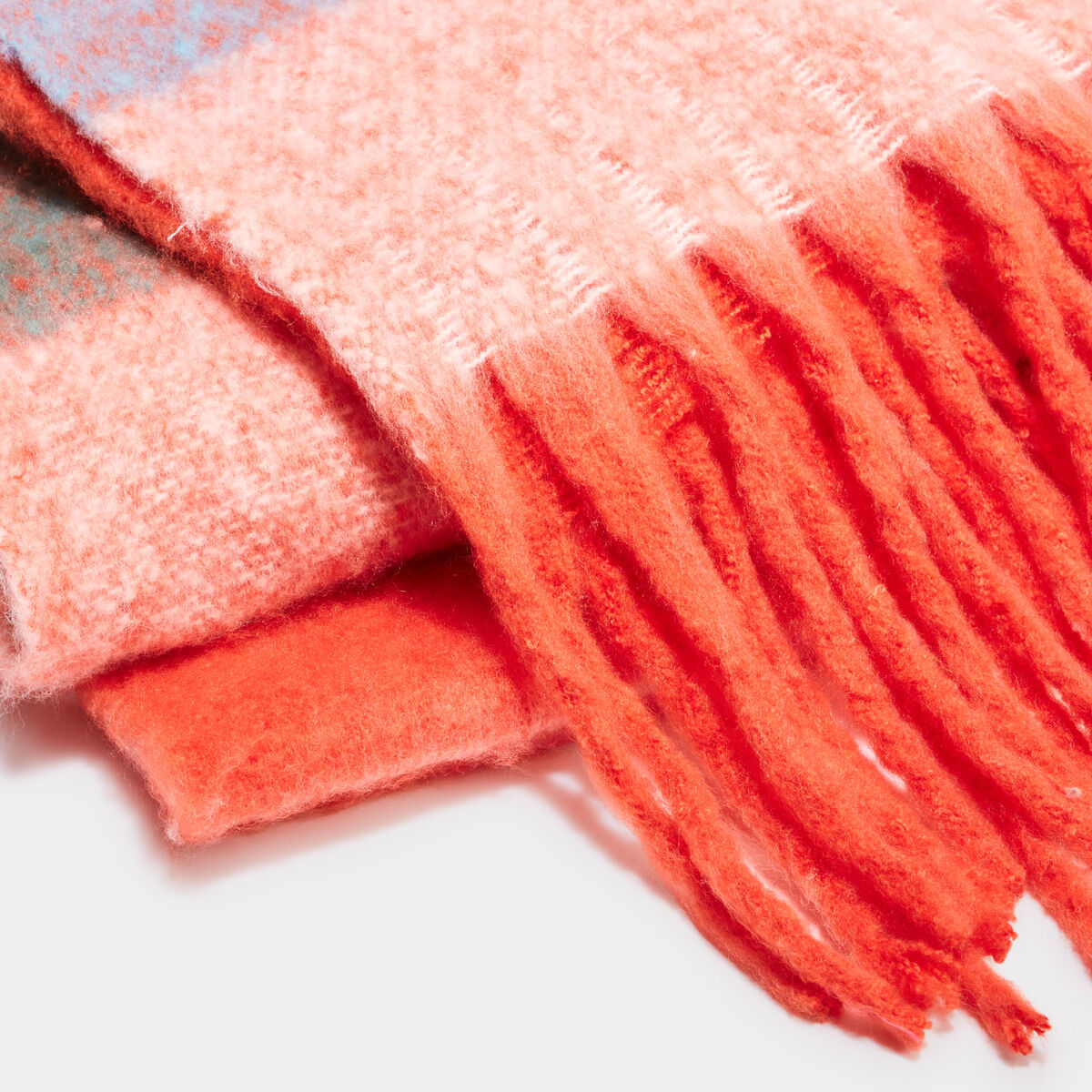 &Eacute;charpe longue &agrave; frange orange corail femme