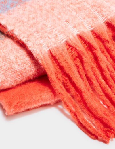 &Eacute;charpe longue &agrave; frange orange corail femme