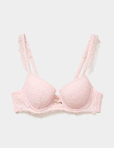 Soutien-gorge embo&icirc;tant padd&eacute; dentelle rose clair femme