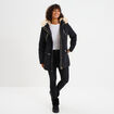 Parka cintr&eacute;e &agrave; capuche fourr&eacute;e amovible noir femme
