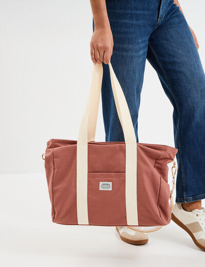 Sac cabas avec bandoulière vieux rose femme