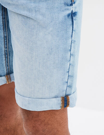 Bermuda droit en jean denim bleach homme
