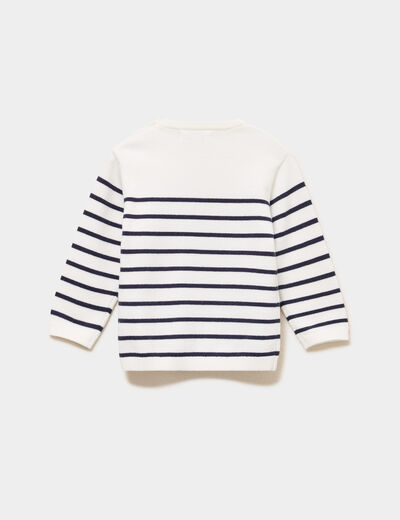 Pull marini&egrave;re col rond manches longues ivoire b&eacute;b&eacute; gar&ccedil;on