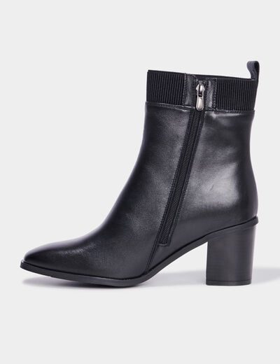 Bottines à talons carrés bout pointu noir femme