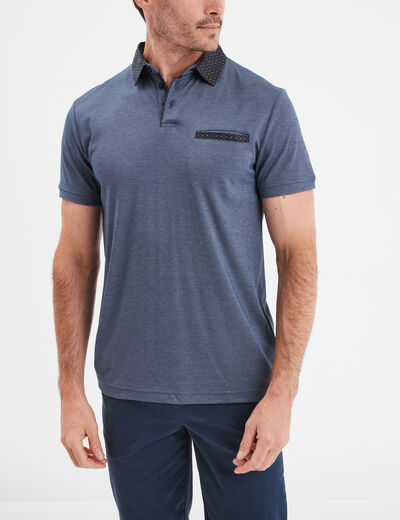 Polo droit manches courtes 1 poche buste bleu foncé homme