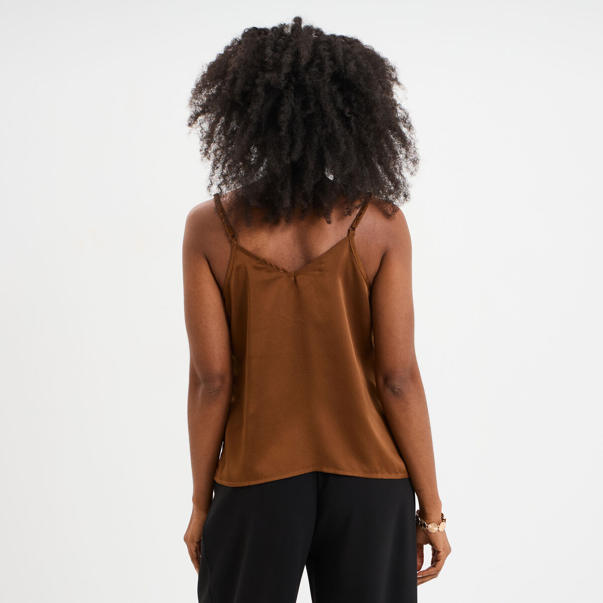 Caraco effet satin marron fonc&eacute; femme