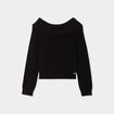Pull cintré col bateau manches longues noir femme