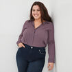 Chemise manches longues coupe ajustée rouge femme grande taille
