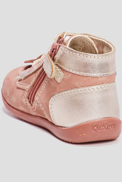 Bottillons en cuir Bonzip2 rose bébé fille