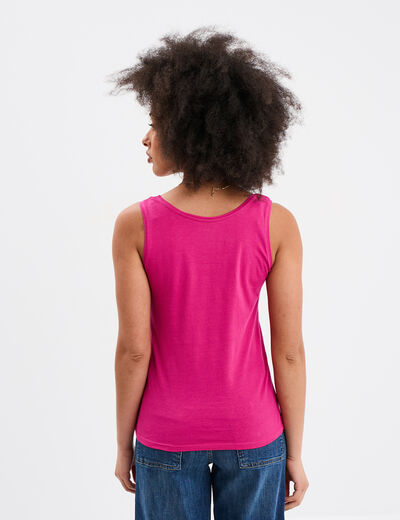 Débardeur bretelles larges coton rose fushia femme