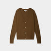 Gilet col en V boutonné taupe femme