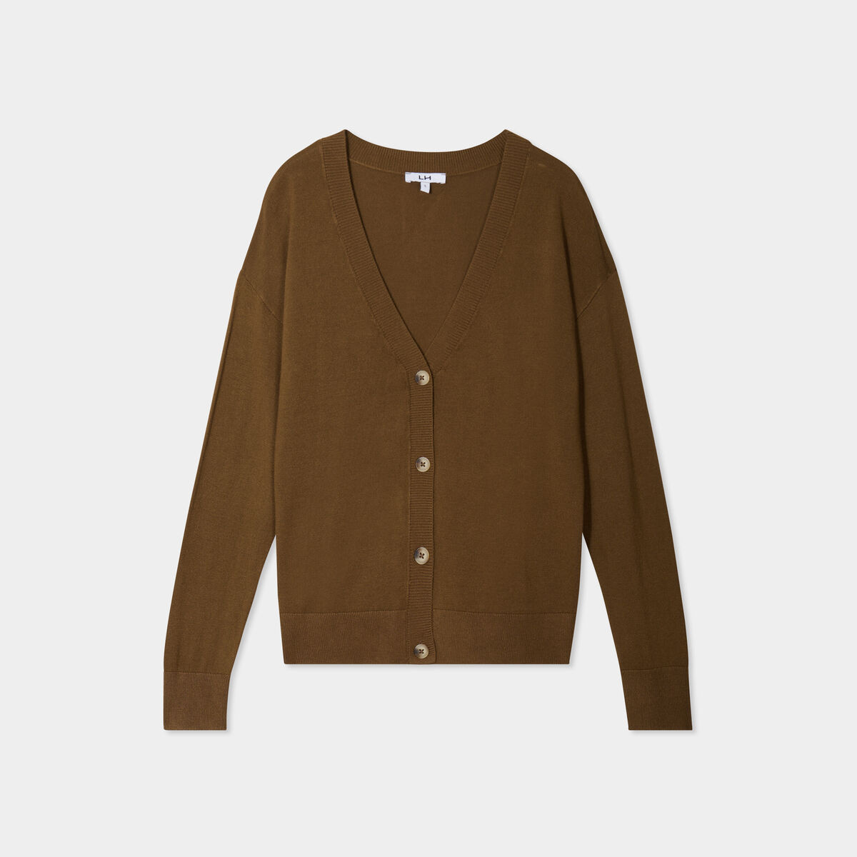 Gilet col en V boutonné taupe femme