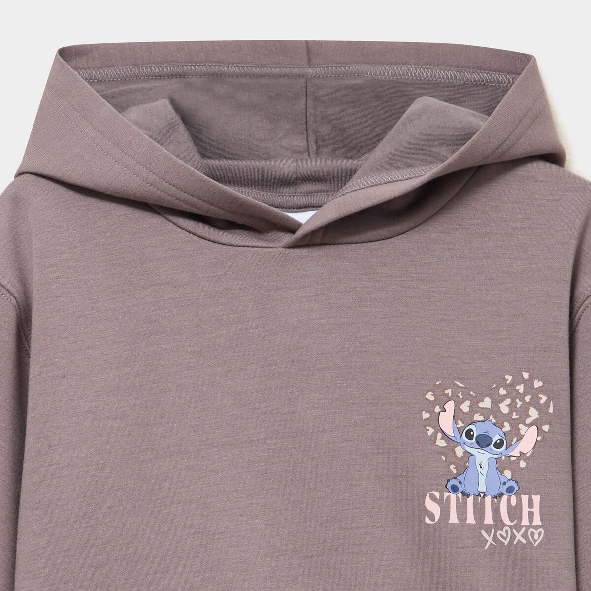Sweat hoodie &agrave; capuche Stitch marron fille