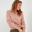 Pull manches ballons détails ajourés vieux rose femme